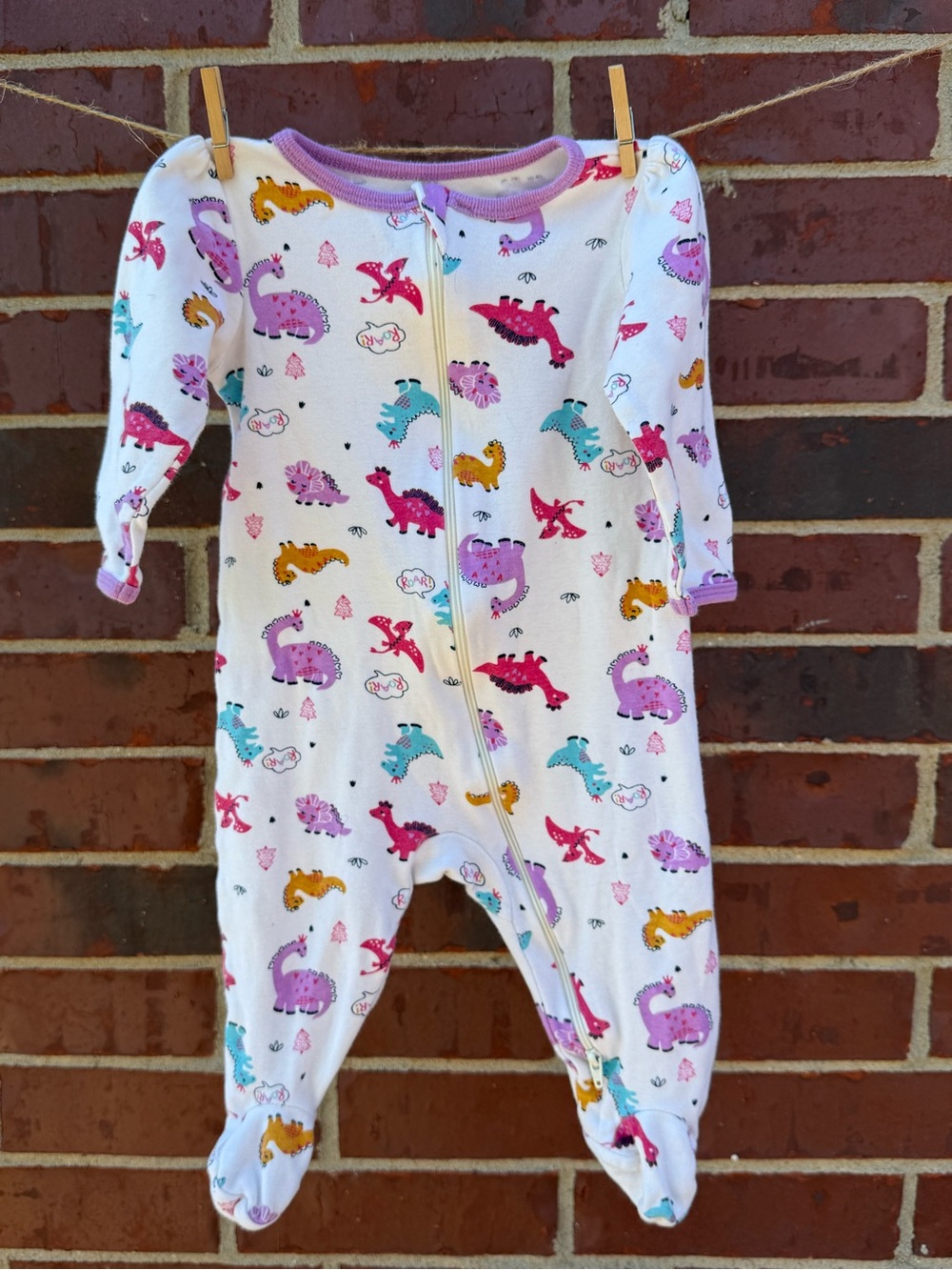 wonder nation White Footed One-Piece with Multicolor Dinosaur Print
